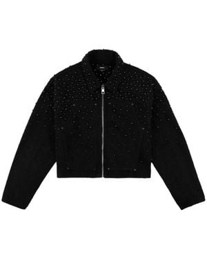 Purple Brand Pearl-Embellished Cropped Jacket - Black