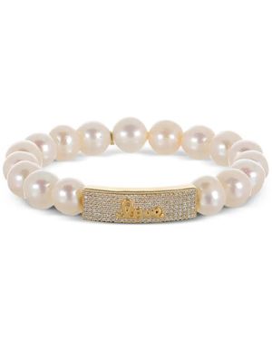 Sydney Evan Love Script Pearl Bracelet - Natural