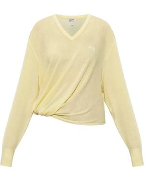 Loewe V-neck asymmetric-silhouette wool sweater - Gelb