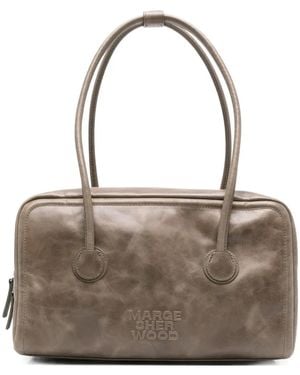 トートバッグ Marge Sherwood logo-embossed calfskin tote bag Marge Sherwood embossed-logo top-handle Tote Bag | Brown
