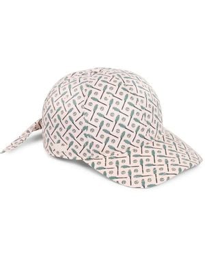 Lacoste Racket-Print Bow-Detail Cap - White