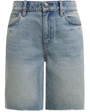 12 STOREEZ Frayed-Edge Denim Shorts - Blue
