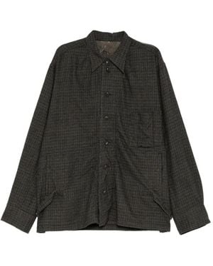 Ziggy Chen Checked Wool Shirt - Black