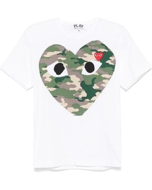 COMME DES GARÇONS PLAY Heart-Print Camouflage-Pattern T-Shirt - Green