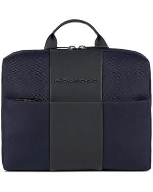 Piquadro Leren Toilettas - Blauw