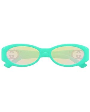 Gucci Oval-Frame Logo Sunglasses - Green