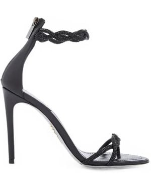 Rene Caovilla Braid Crystal-Embellished Braided Sandals - White