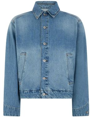 Jacquemus Cropped Denim Jacket With Pointed Collar And Button-Up Front - Blue