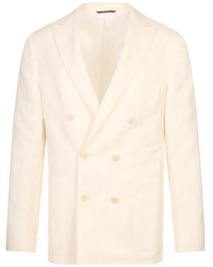 Canali Peak-Lapel Double-Breasted Blazer - White