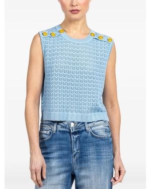 L'Agence Max Button Knit Top - Blue