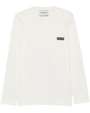 Iceberg Logo-Patch Long-Sleeve T-Shirt - White