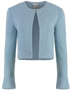 St. John Textured Cropped Jacket - Blue