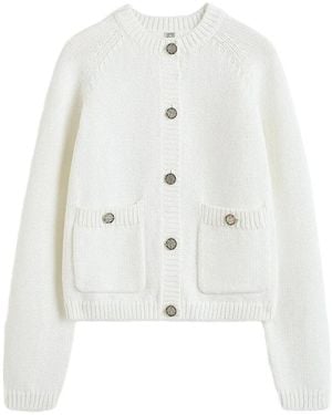 TOTEME Hammered-Button Cardigan - White