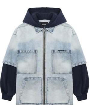 we11done Giacca Denim Con Cappuccio - Blu