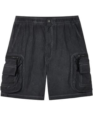 Izzue Short Délavé À Poches Cargo - Black