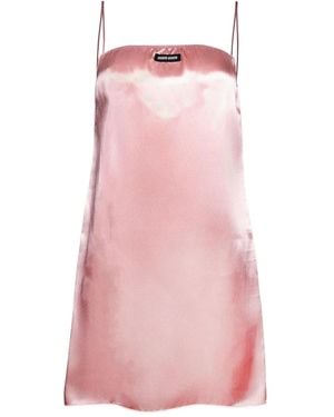 Miu Miu Logo-Patch Satin Slip Dress - Pink