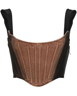 Mugler Denim Cropped Corset - Brown