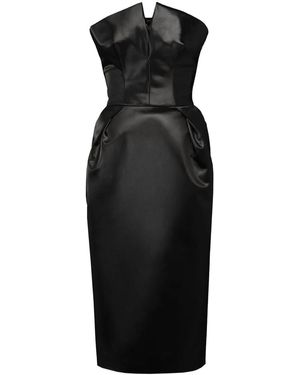 Maison Margiela Cintzed Satin Dress - Black