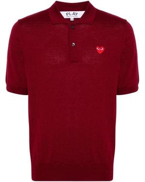 COMME DES GARÇONS PLAY Heart-Patch Wool Polo Shirt - Red