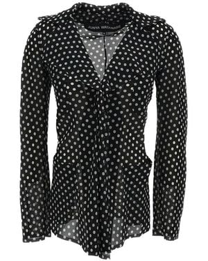 Junya Watanabe Polka-Dot Sheer Shirt - Black