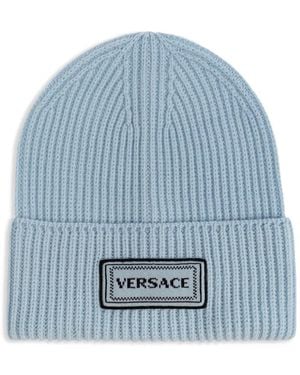 Versace Logo-Patch Beanie - Blue