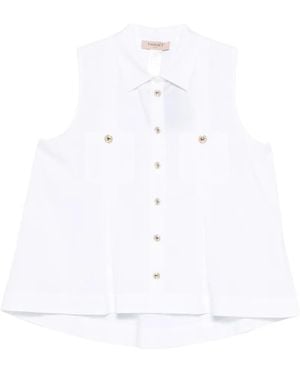 Twinset Poplin Shirt With Pockets - White