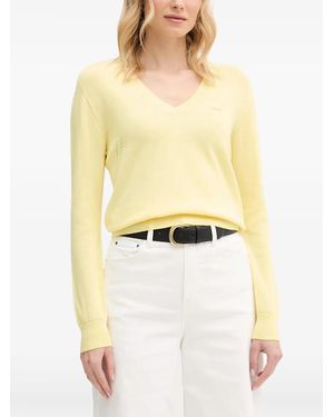 Lacoste Logo-Patch V-Neck Sweater - Yellow