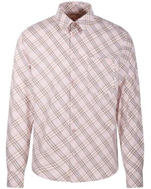 Burberry Checked Cotton Shirt - Pink