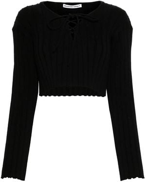 Alexander Wang Maglione Crop A Coste - Nero