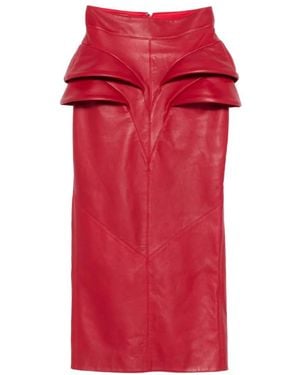 MITILIANE COUTURE Side-Detail Leather Maxi Skirt - Red