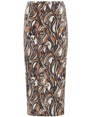 Pierre Louis Mascia Ranat Swirl-Print Midi Skirt - White
