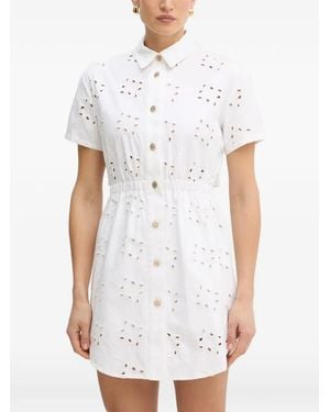 Fracomina Vestido Corto Con Bordado Inglés - Blanco
