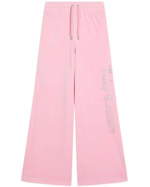 Juicy Couture Diamanté Velour-Texture Track Trousers - Pink