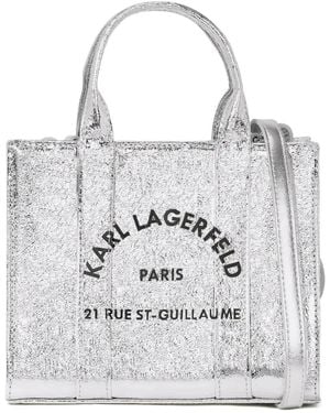 Karl Lagerfeld Mini Shiny Wrinkle Tote Bag - White