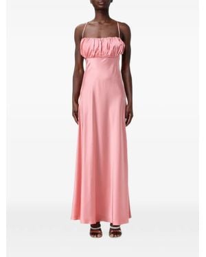 Hanita Ruched-Bodice Satin Maxi Dress - Pink