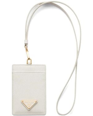 Prada Saffiano Leather Badge Holder - White