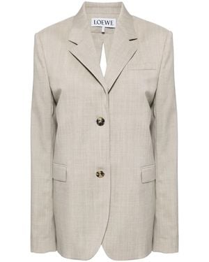 Loewe Tied-Back Wool Blazer - Natural