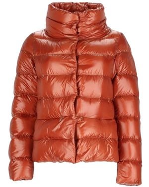 Herno Quilted Funnel-Neck Puffer Jacket - Orange