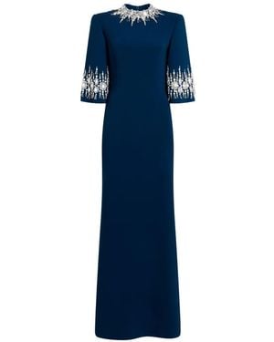 Jenny Packham Embellished Collar Maxi Dress - Blue