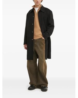 Nanushka Button-Fastening Pocket Coat - Black