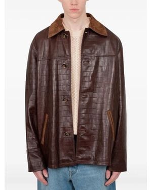 Drole de Monsieur Giacca Con Effetto Coccodrillo - Marrone