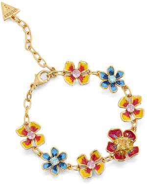 Guess Floris Floral-Pendant Crystal-Embellished Bracelet - Metallic