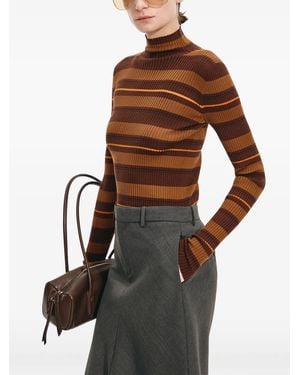 JNBY Striped Mock-Neck Jumper - Brown