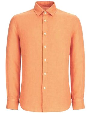 120% Lino Button-Down Long-Sleeve Shirt - Orange