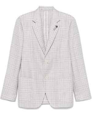 Lardini Checked Blazer - White