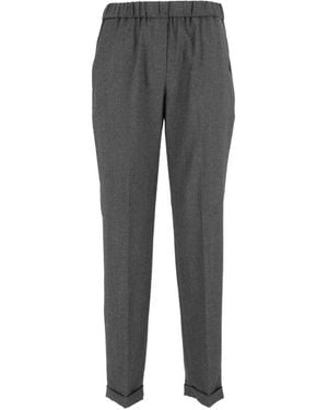 Antonelli Elasticated-Waistband Turned-Up Trousers - Grey