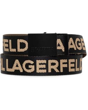 KARL LAGERFELD Logo-Jacquard Webbing Belt - Black
