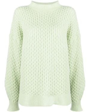 Rus Textured-Knit Mock Neck Sweater - Green