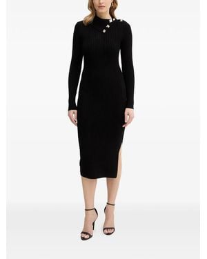 Guess Priscilla Button-Detail Midi Dress - Black