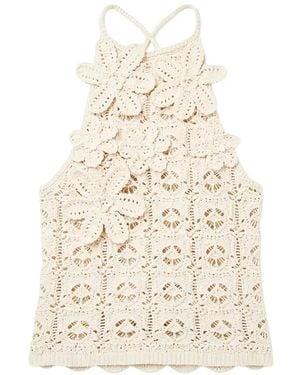 Pinko Crochet-Effect Top - White